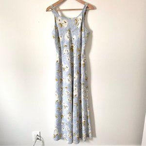 Vintage Floral Spring Dress Blue With White Flowers